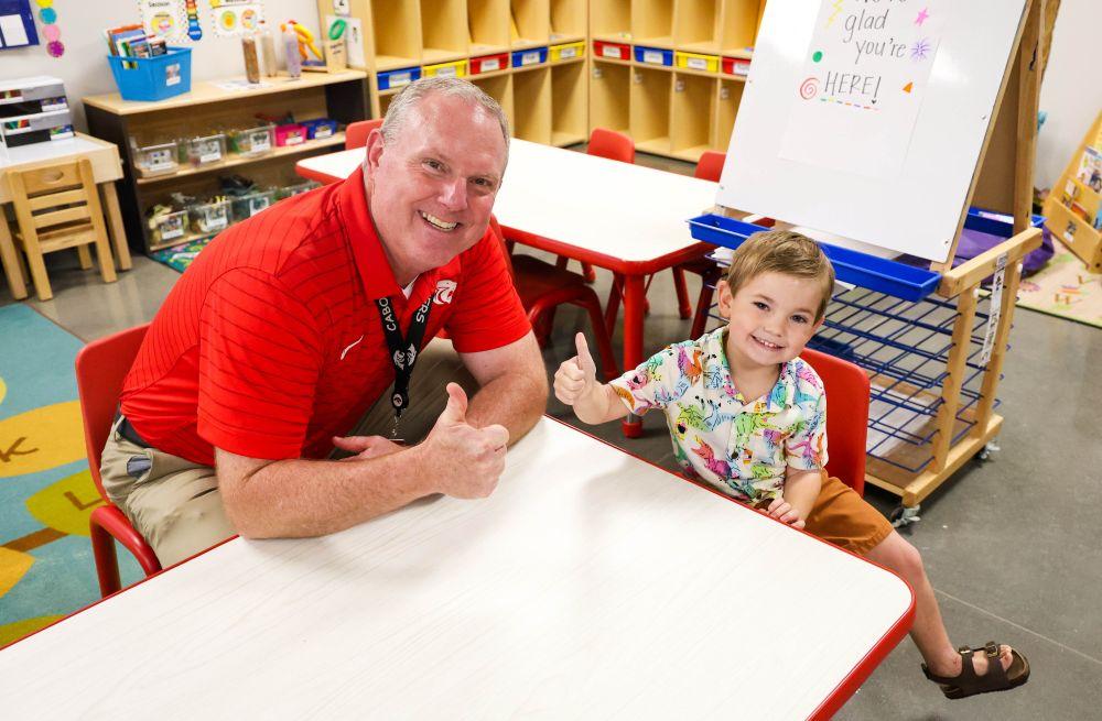 Mr. Byrd and a pre-k student